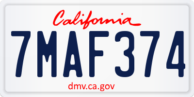 CA license plate 7MAF374