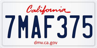 CA license plate 7MAF375