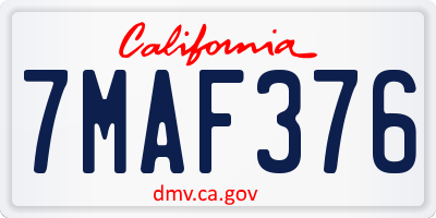 CA license plate 7MAF376