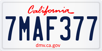 CA license plate 7MAF377