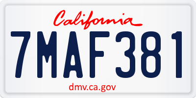CA license plate 7MAF381