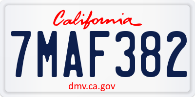 CA license plate 7MAF382