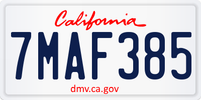 CA license plate 7MAF385