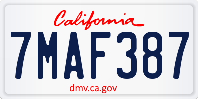CA license plate 7MAF387