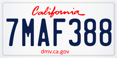 CA license plate 7MAF388