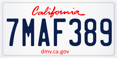 CA license plate 7MAF389