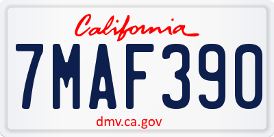 CA license plate 7MAF390