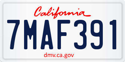 CA license plate 7MAF391