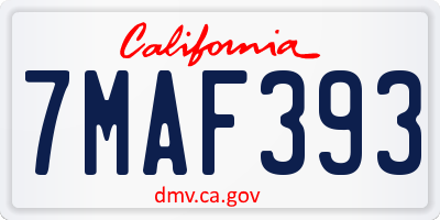 CA license plate 7MAF393