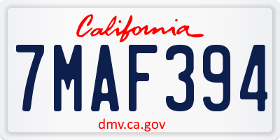 CA license plate 7MAF394