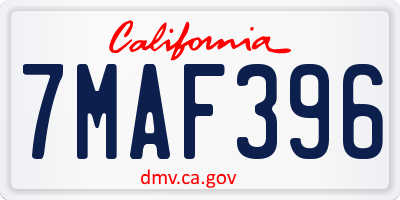 CA license plate 7MAF396