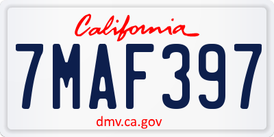 CA license plate 7MAF397