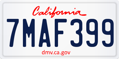 CA license plate 7MAF399
