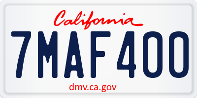 CA license plate 7MAF400