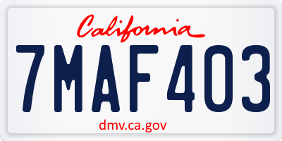 CA license plate 7MAF403