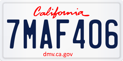 CA license plate 7MAF406