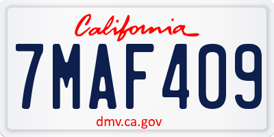 CA license plate 7MAF409