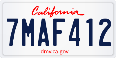 CA license plate 7MAF412