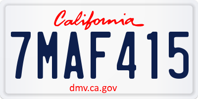 CA license plate 7MAF415