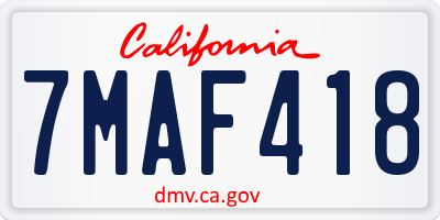 CA license plate 7MAF418