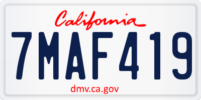 CA license plate 7MAF419