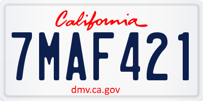 CA license plate 7MAF421