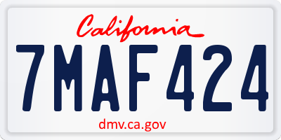 CA license plate 7MAF424