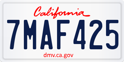 CA license plate 7MAF425