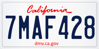 CA license plate 7MAF428