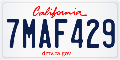 CA license plate 7MAF429