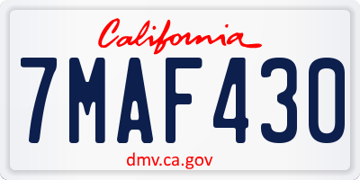 CA license plate 7MAF430