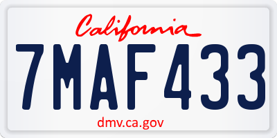 CA license plate 7MAF433
