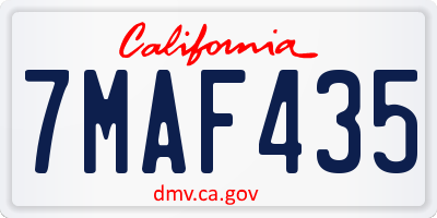 CA license plate 7MAF435