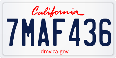 CA license plate 7MAF436