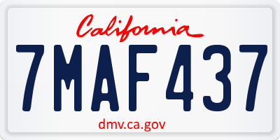 CA license plate 7MAF437