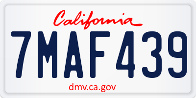 CA license plate 7MAF439