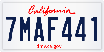 CA license plate 7MAF441