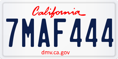 CA license plate 7MAF444