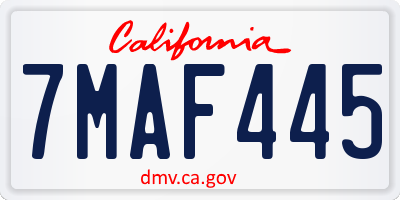 CA license plate 7MAF445