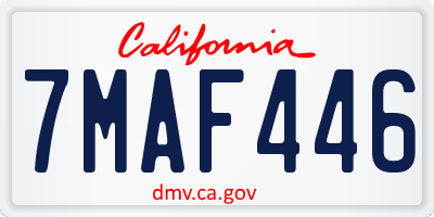 CA license plate 7MAF446