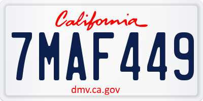 CA license plate 7MAF449