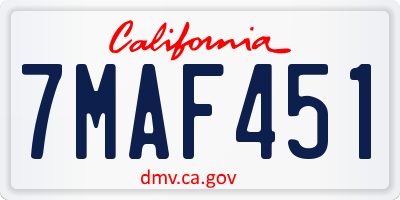 CA license plate 7MAF451