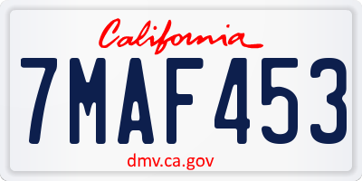 CA license plate 7MAF453