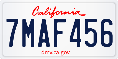 CA license plate 7MAF456