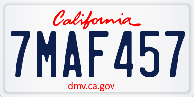 CA license plate 7MAF457