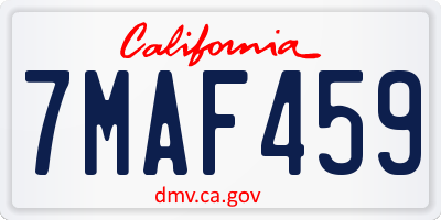 CA license plate 7MAF459