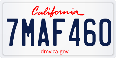CA license plate 7MAF460
