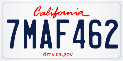 CA license plate 7MAF462