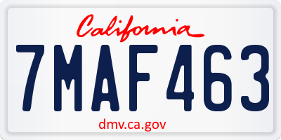 CA license plate 7MAF463