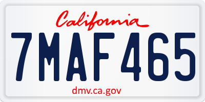 CA license plate 7MAF465